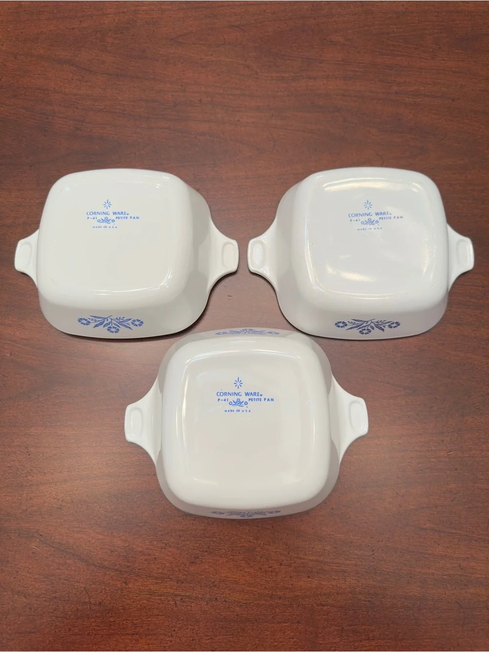 Set of 3 Corningware Blue Cornflower P-41 Petite Pans